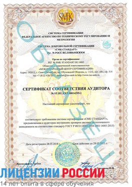 Образец сертификата соответствия аудитора №ST.RU.EXP.00014299-1 Евпатория Сертификат ISO 14001